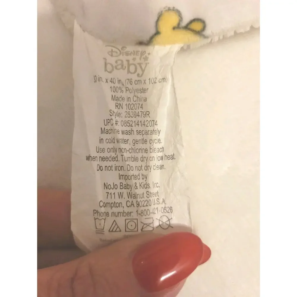 Disney Baby Winnie the Pooh Fleece Blanket White Multicolor Polyester 30x40 in